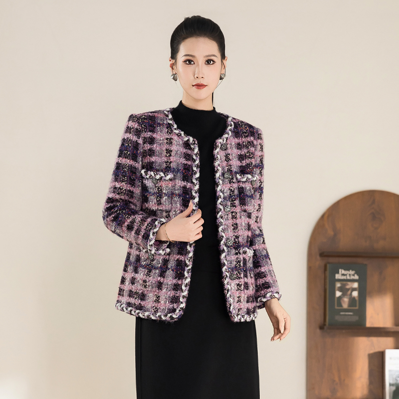 【骁涵】羊毛小香风外套25秋冬新款圆领气质短款毛呢上衣K3X0152003