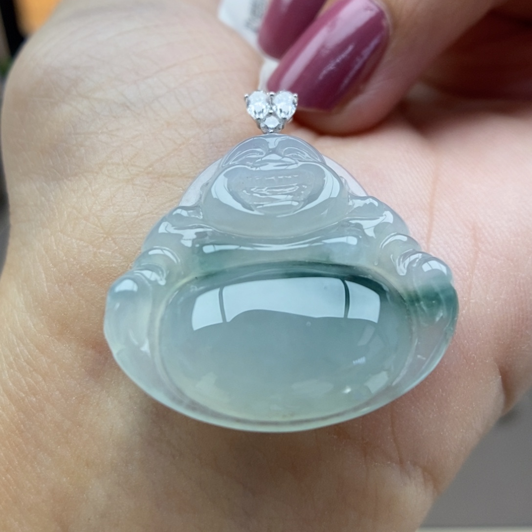 翡翠18K金镶嵌颈饰吊坠54