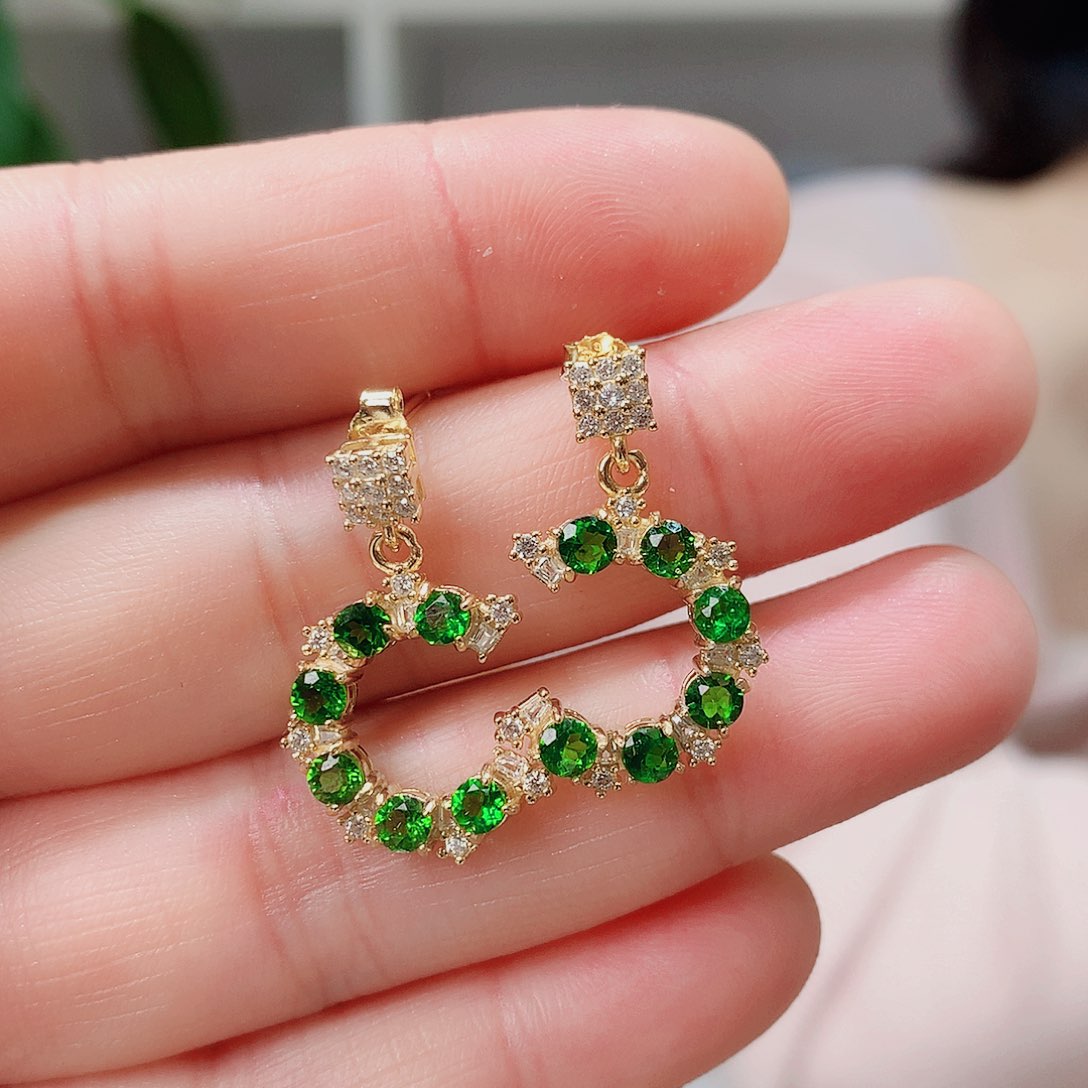 银S925镶嵌透辉石耳坠