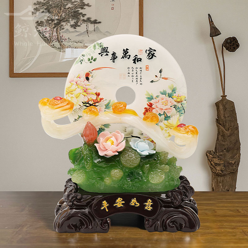 瓷花平安扣如意摆件家和万事兴中式客厅玄关酒柜电视柜乔迁装饰