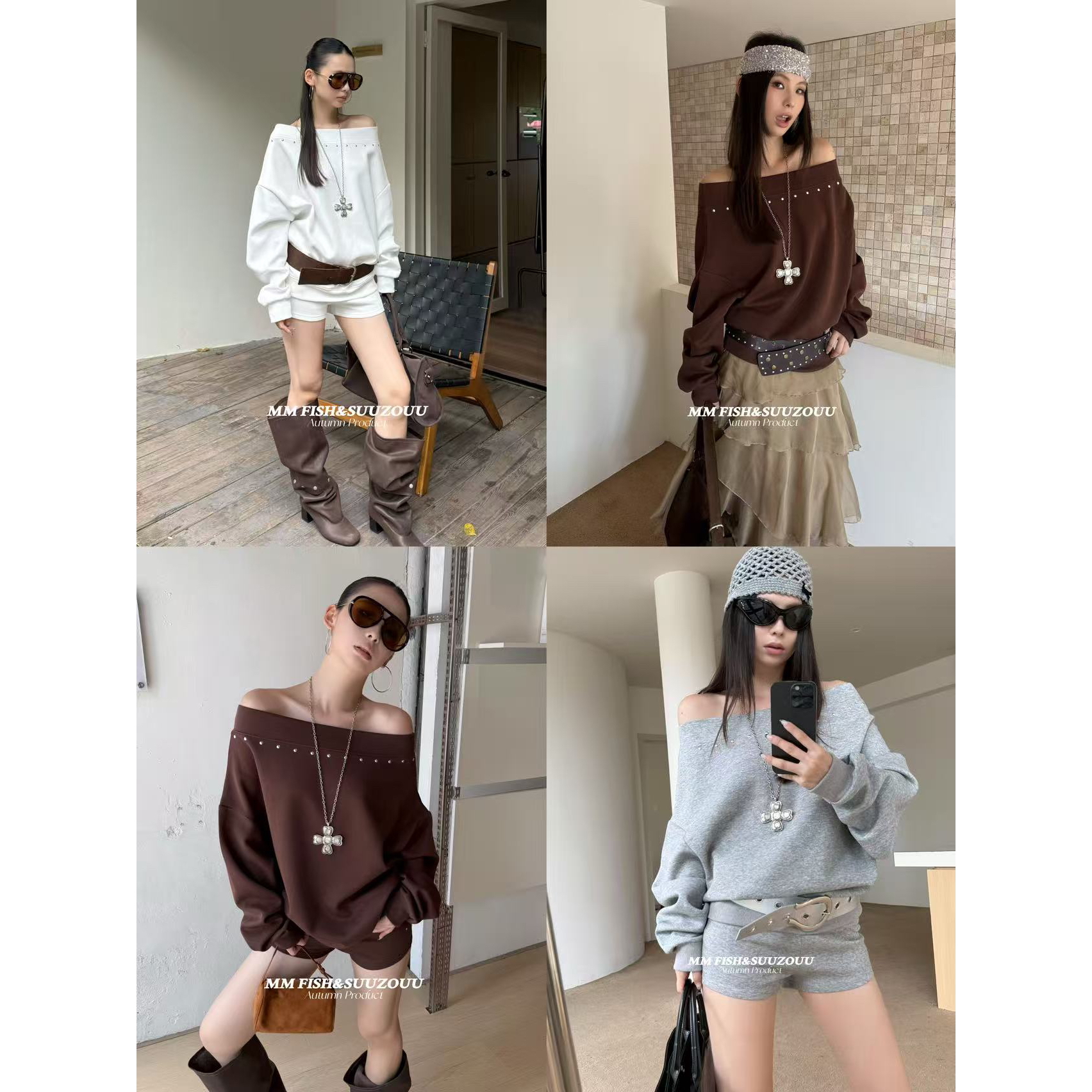 【NO退NO换】 馒头（1mtt496#）可两穿一字肩！慵懒系百搭卫衣8-29