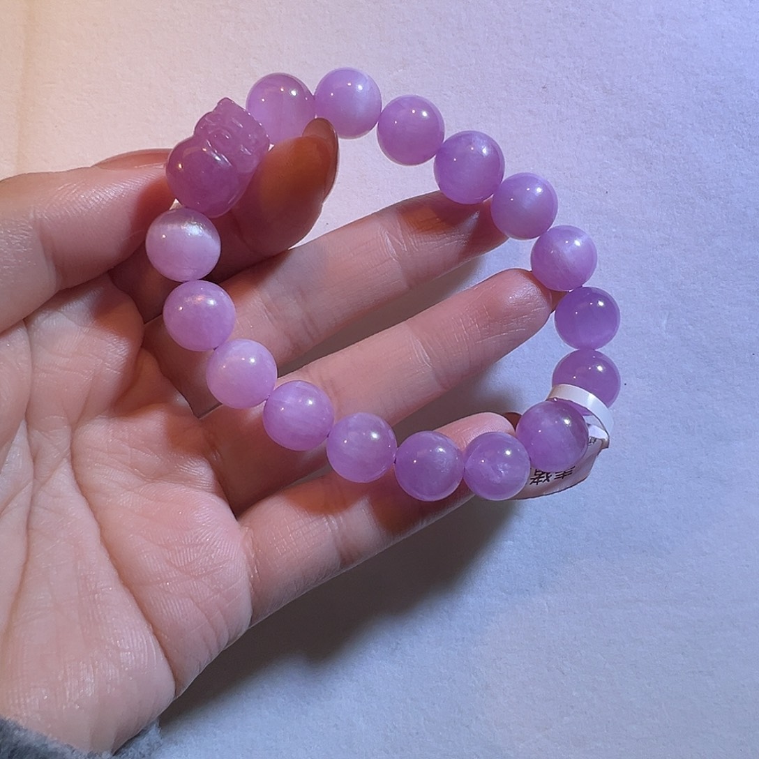 手串未镶嵌锂辉石11咪冰透猫眼紫锂辉貔貅DIY手串