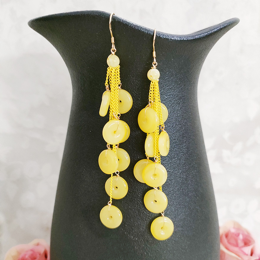 铜合金耳饰 民族风气质手工平安扣流苏耳环1763