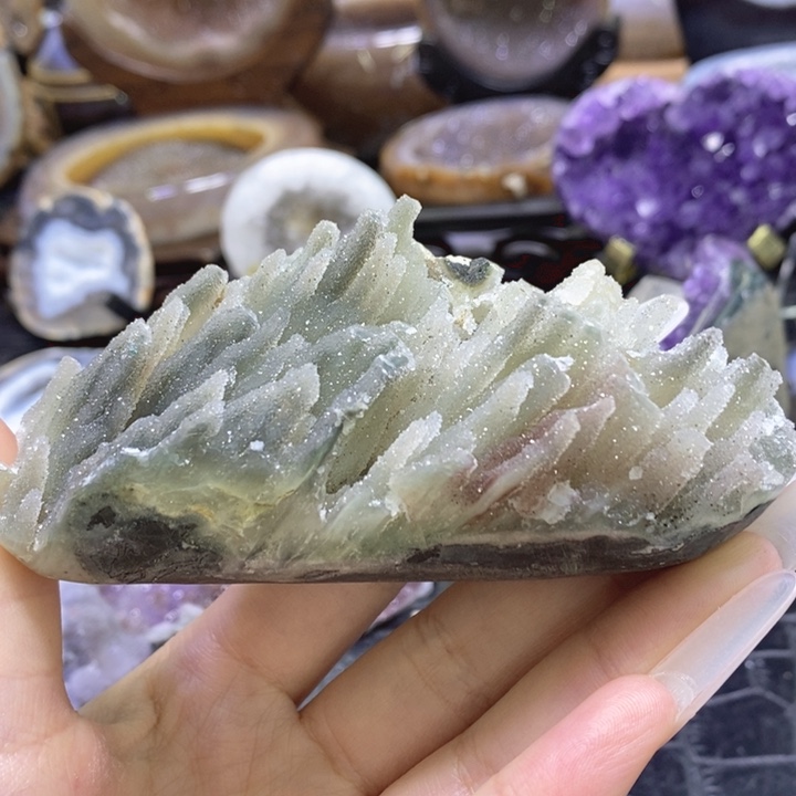 未镶嵌珠宝半成品水晶绿软森林摆件