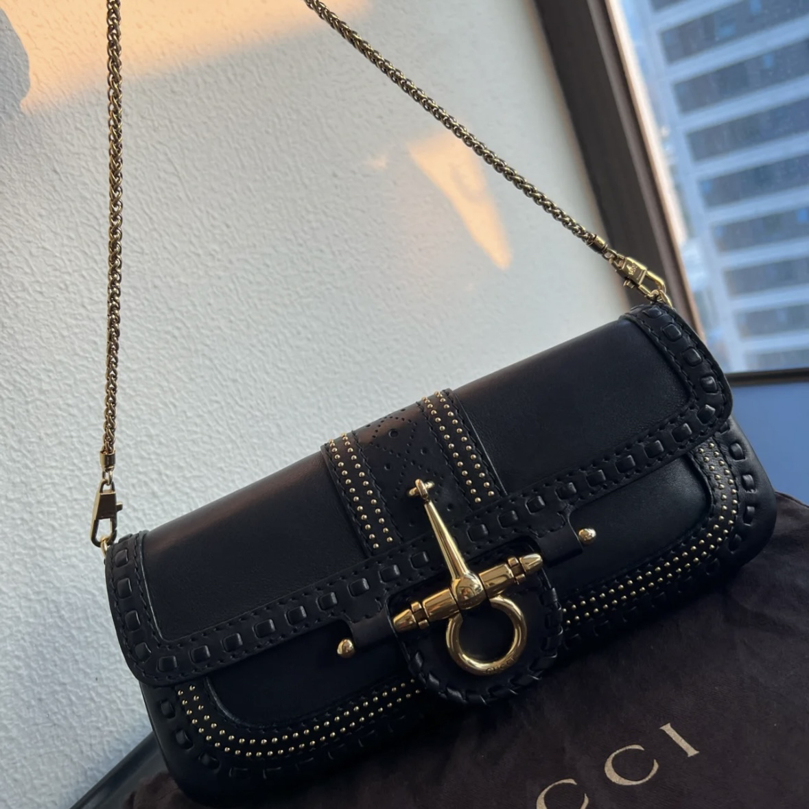 95新 GUCCI/古驰 古驰经典马衔扣链条包/95新