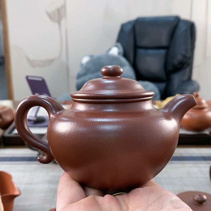 紫砂茶壶全手工龙血砂莲子
