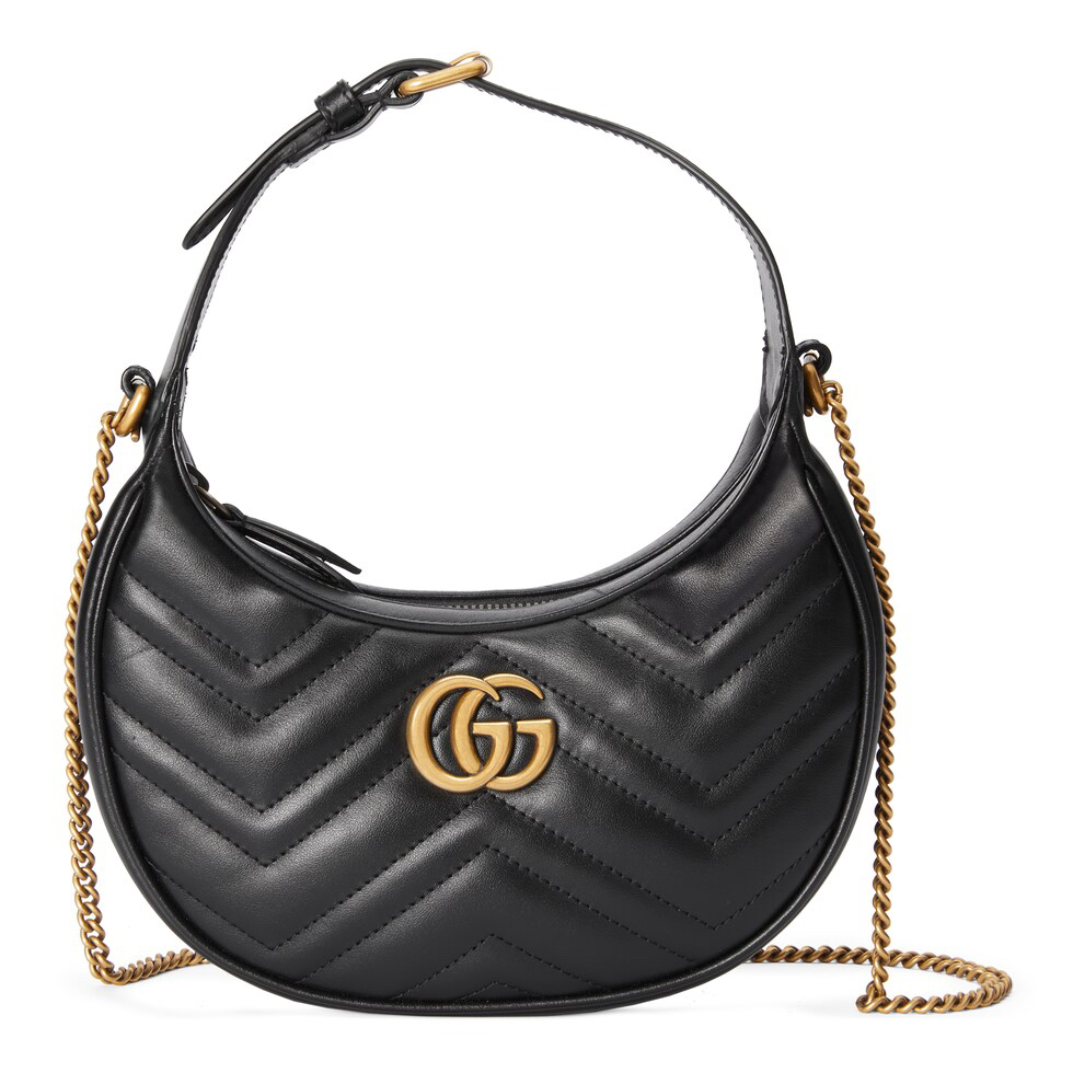 99新 GUCCI/古驰 Gucci 古驰 Marmont 黑金腋下包7269