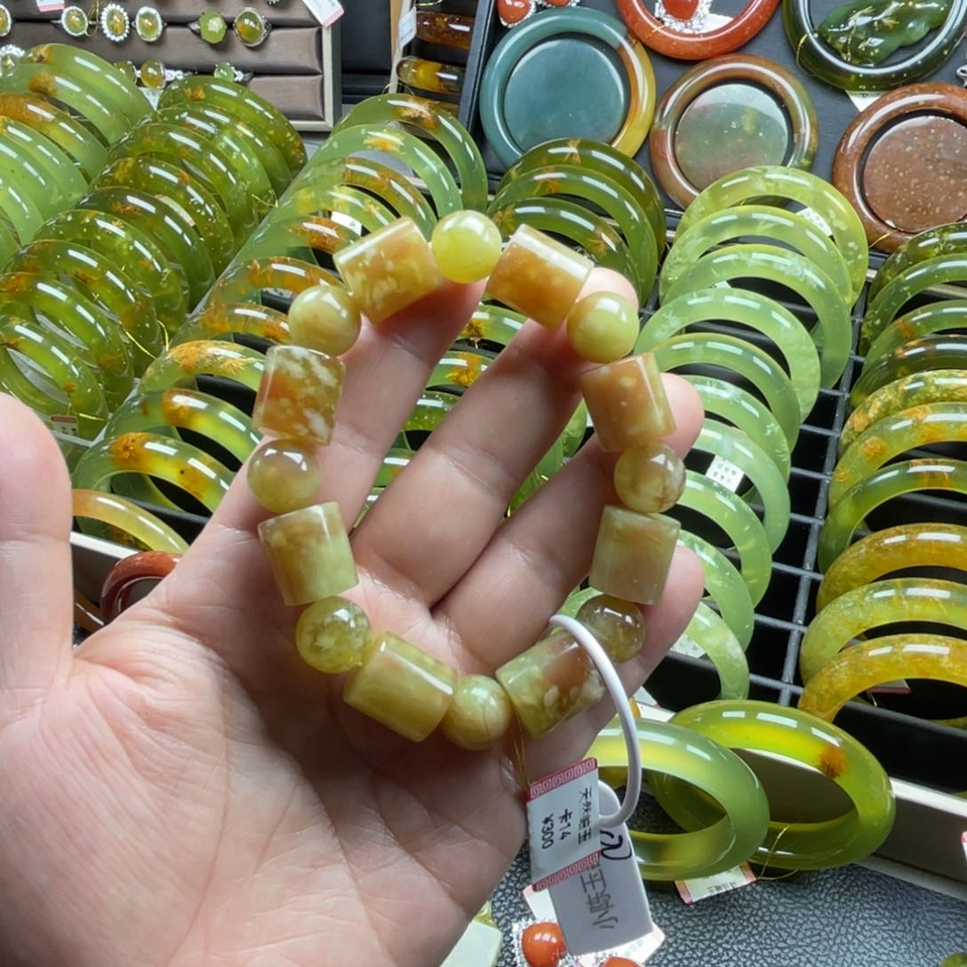 未镶嵌蛇纹石玉手链卡14