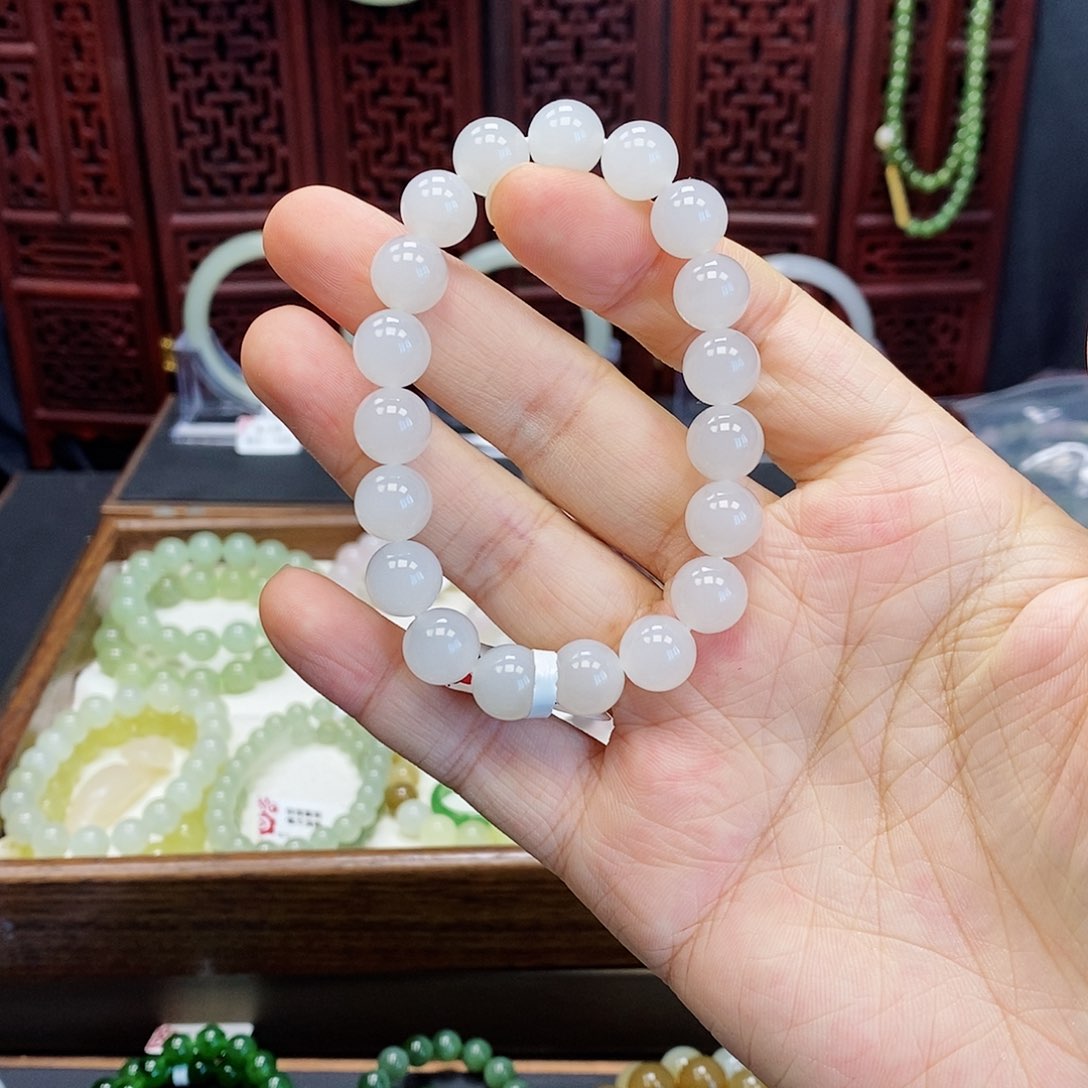 和田玉手串未镶嵌白玉10