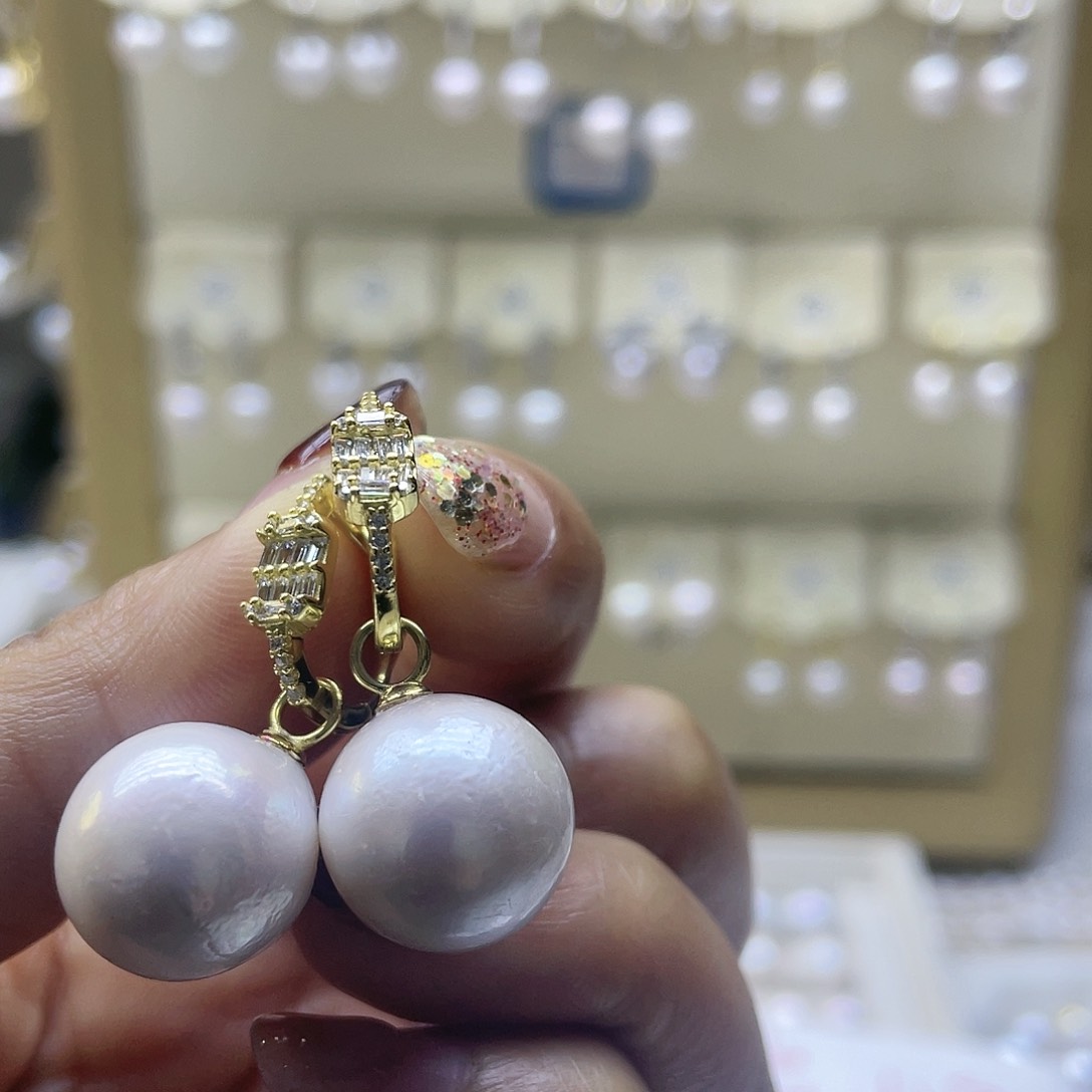 淡水珍珠耳饰银S925镶嵌