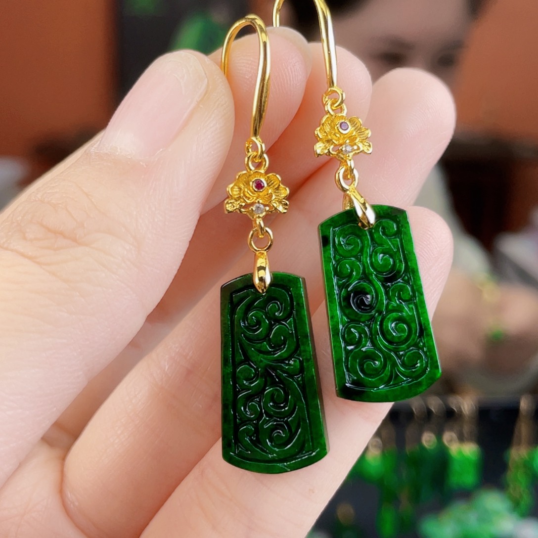 翡翠未镶嵌耳饰饰品