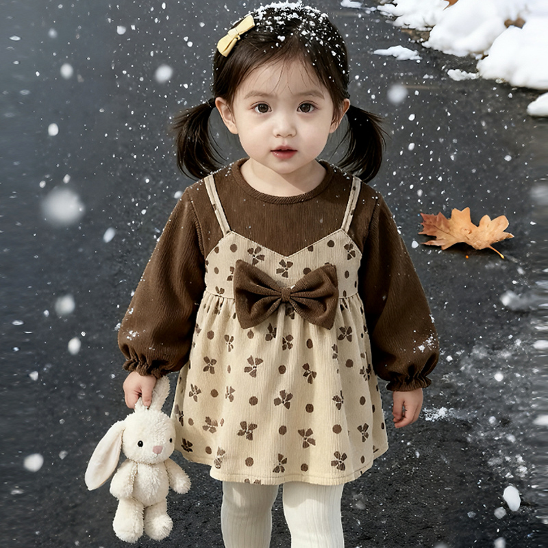 女宝宝罩衣外穿公主裙秋冬婴儿童围兜吃饭防水防脏反穿衣饭兜围裙