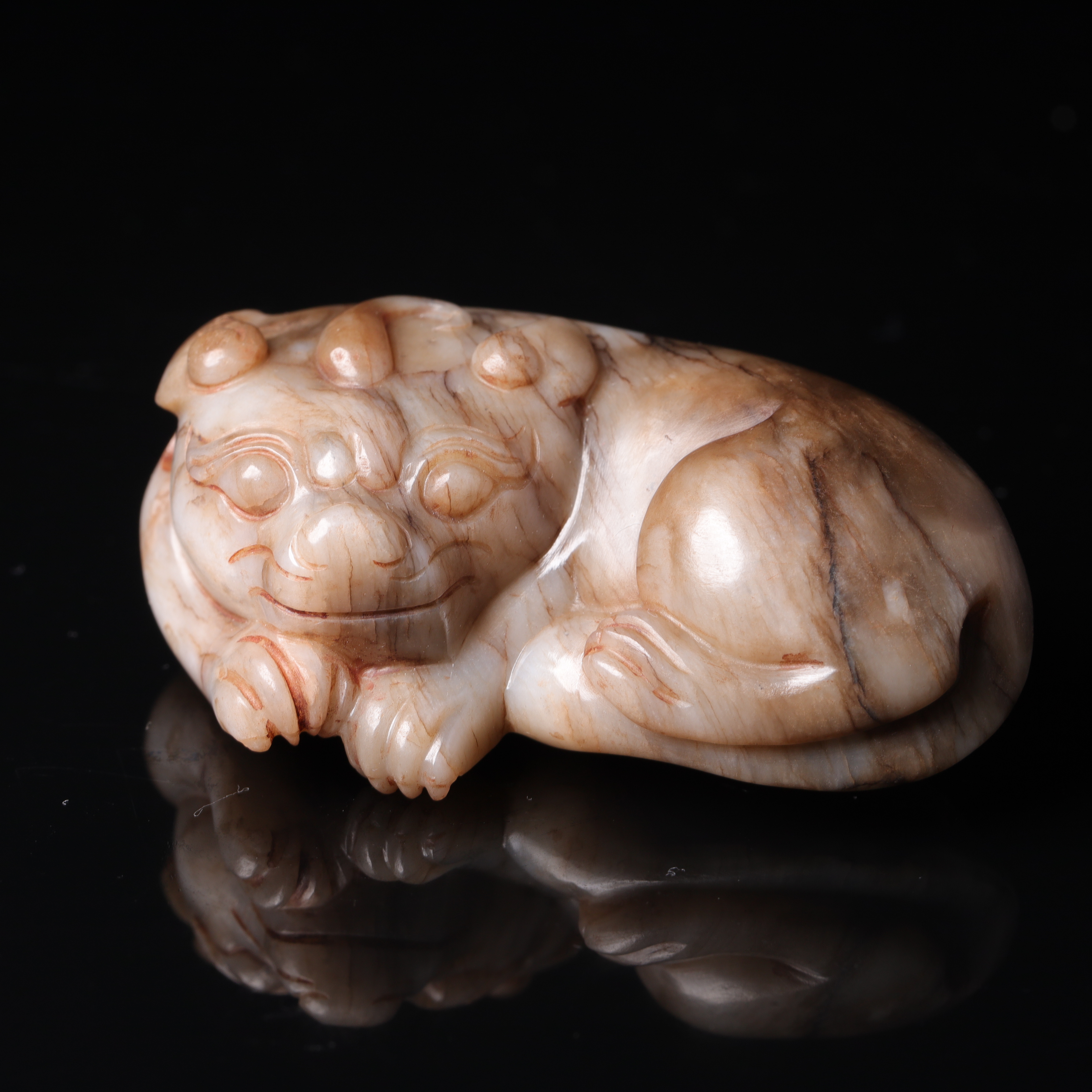 明代和田玉瑞兽花件-CS