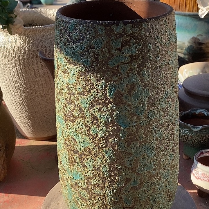 花盆紫砂口15.5高度34绿色