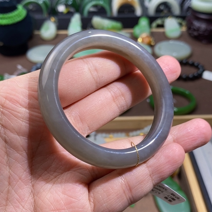 和田玉烟紫色手镯54圈口47.3克未镶嵌