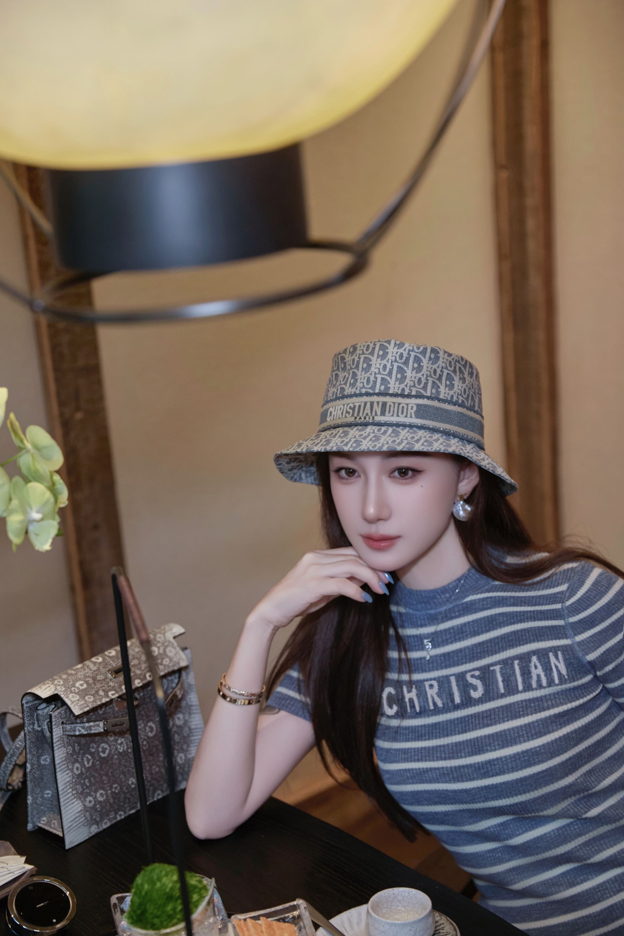 「雾霾蓝」 25新款蓝白条纹针织夏装高级定制面料 