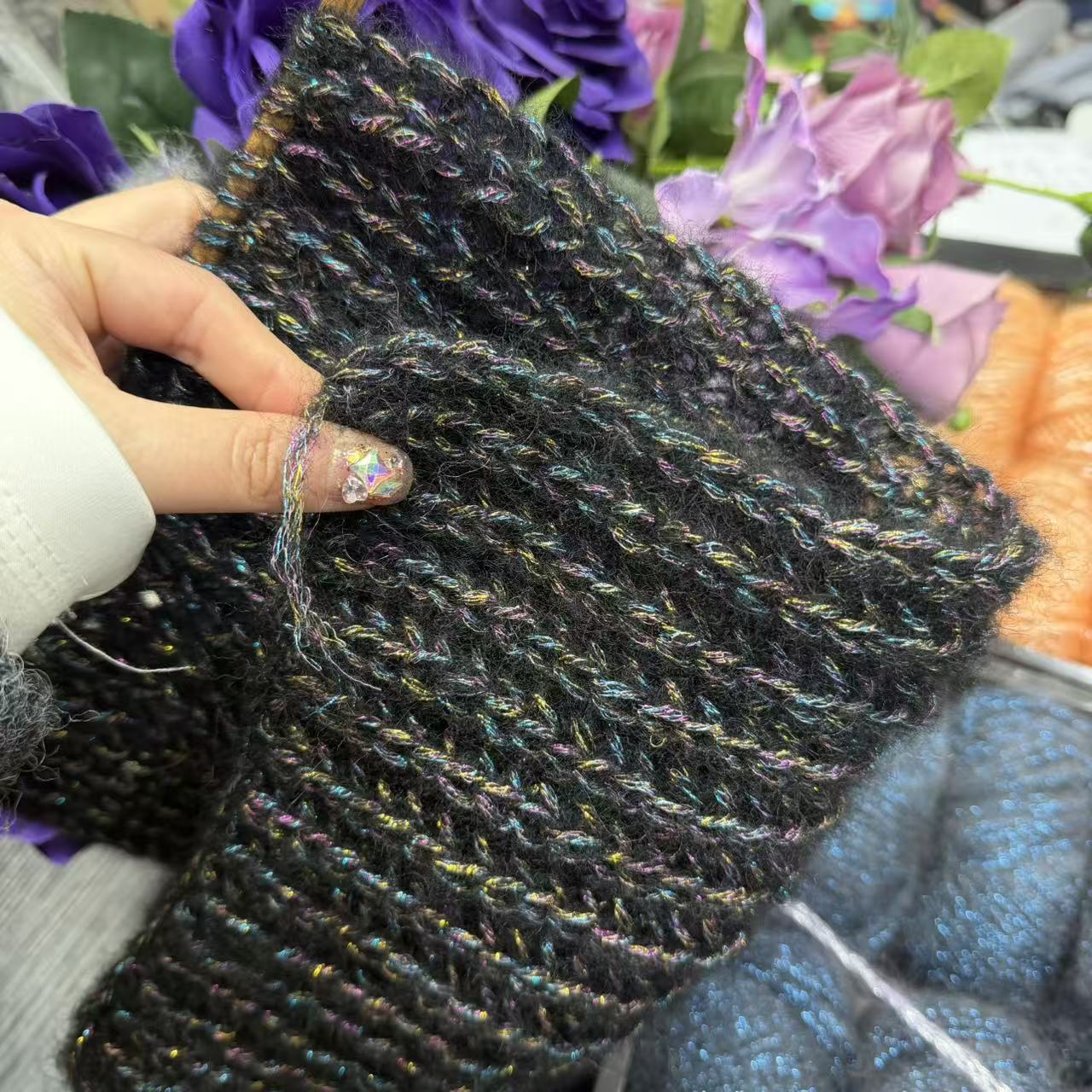 小美毛线手编毛线金聪马海毛蓝色眼泪马海毛毛线星空蓝眼泪