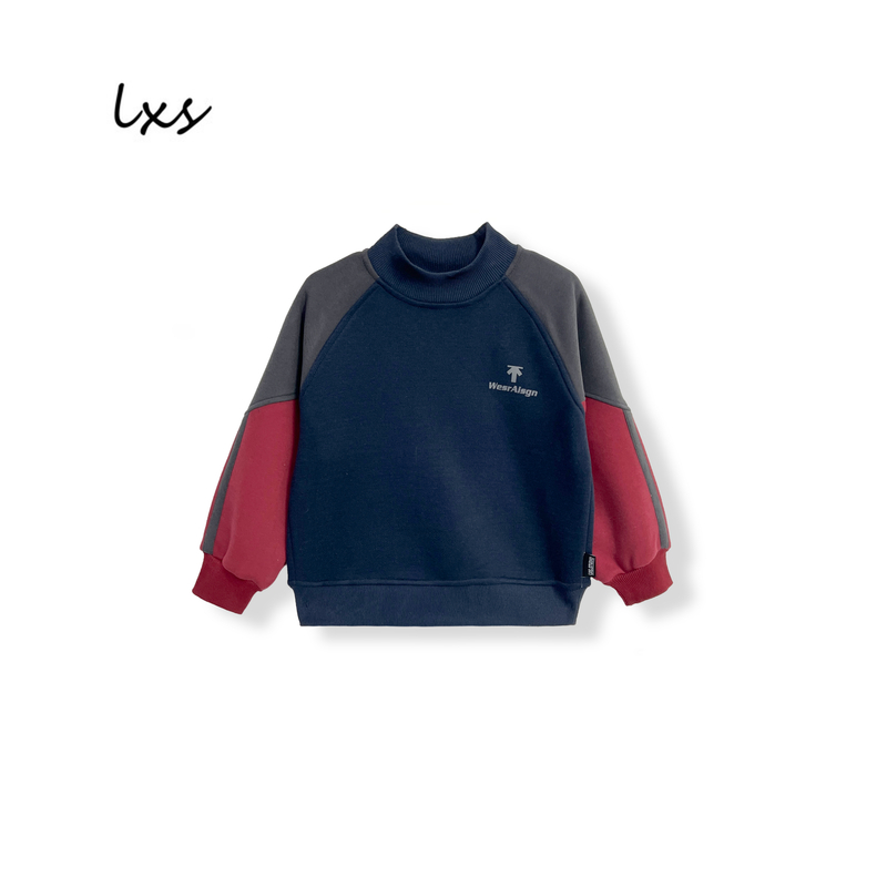 童装冬款加绒韩版百搭休闲潮流拼接撞色长袖儿童高领套头卫衣Q555