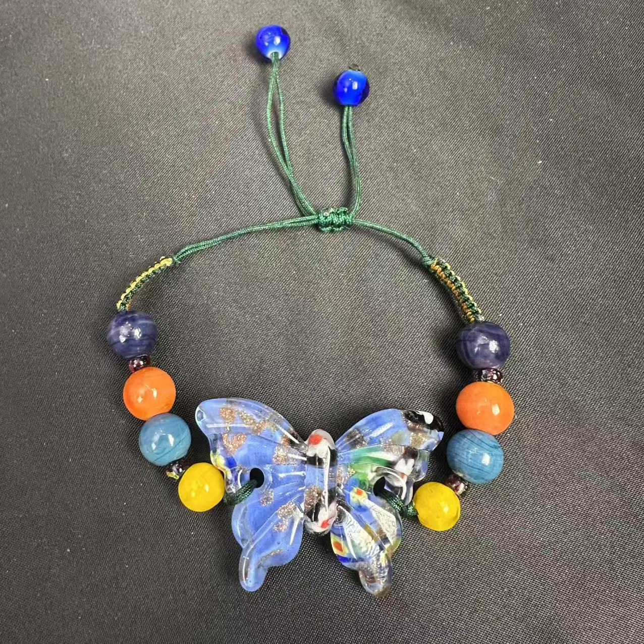 合金手链 LZ2146 蓝色万花蝴蝶琉璃手链