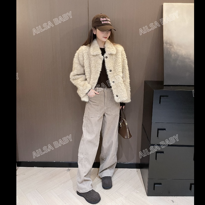 【AILSA BABY】欧货翻领皮毛一体毛绒环保外套/122504A