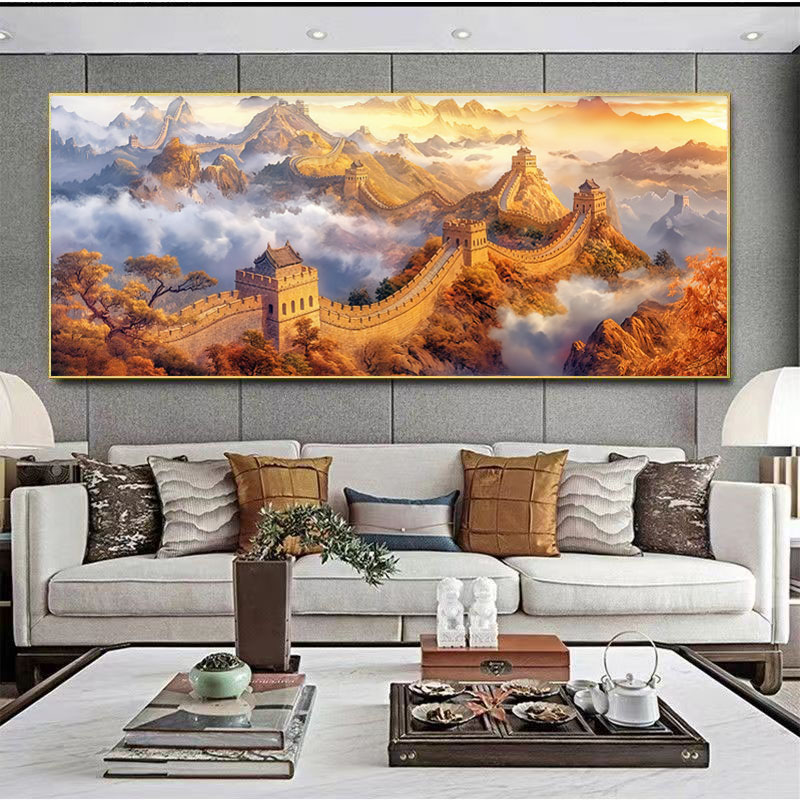 万里长城画挂画背有靠山图山画招财风水画沙发背景墙客厅装饰画