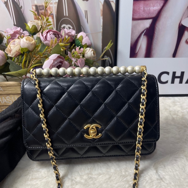 未使用 Chanel/香奈儿 25p新款黑金珍珠发财woc（25年5月票）