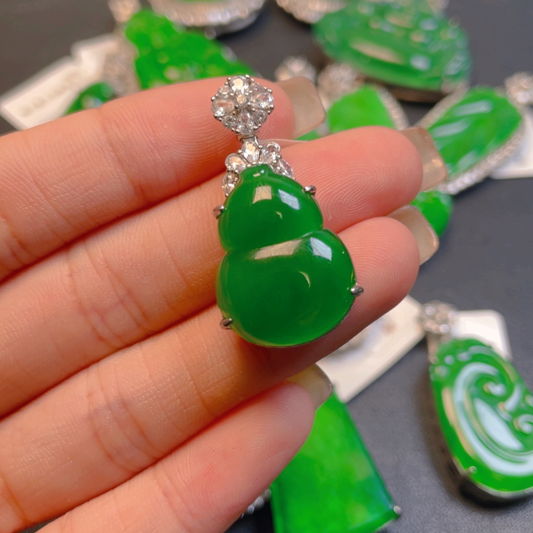 翡翠银S925镶嵌吊坠(不含链)