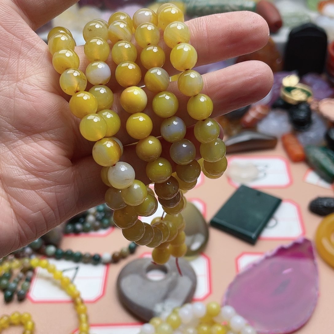 玛瑙/玉髓颈饰合金卡****搭