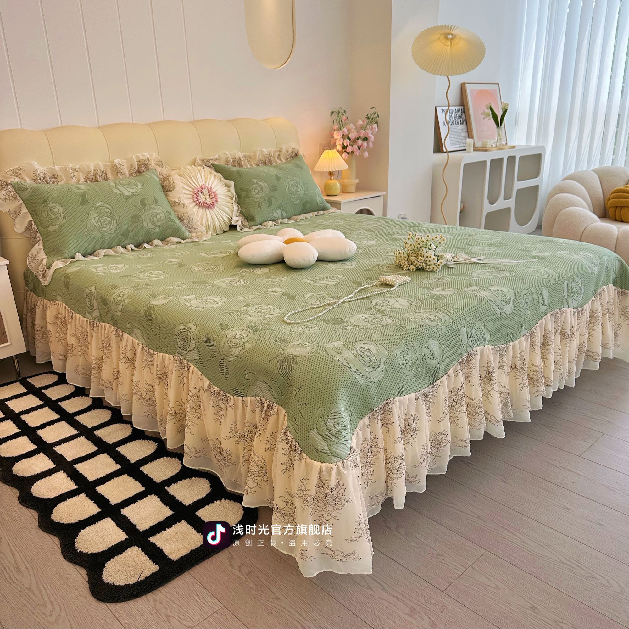 浅时光大高货！高端品质！科技编织席细腻丝滑凉爽透气凉席三四件套