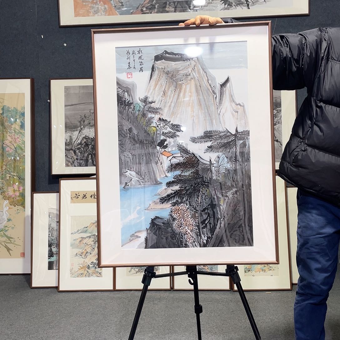 国画手绘画作品带框