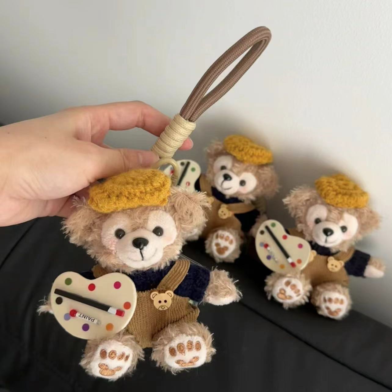 画家贝雷帽小熊书包包挂件卡通毛绒可爱玩偶车钥匙扣可爱摆件挂饰