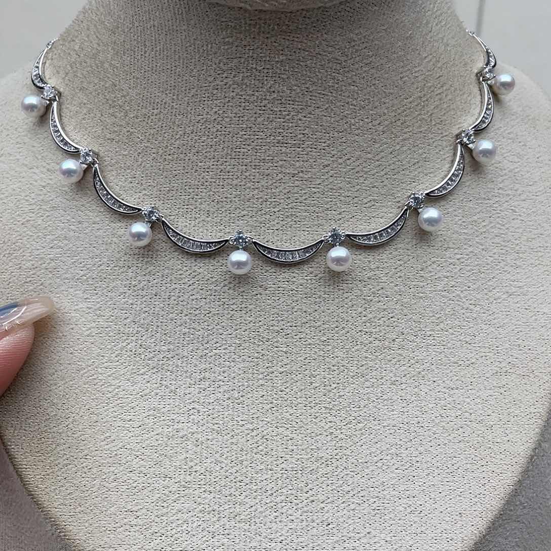 淡水珍珠银S925镶嵌套链124