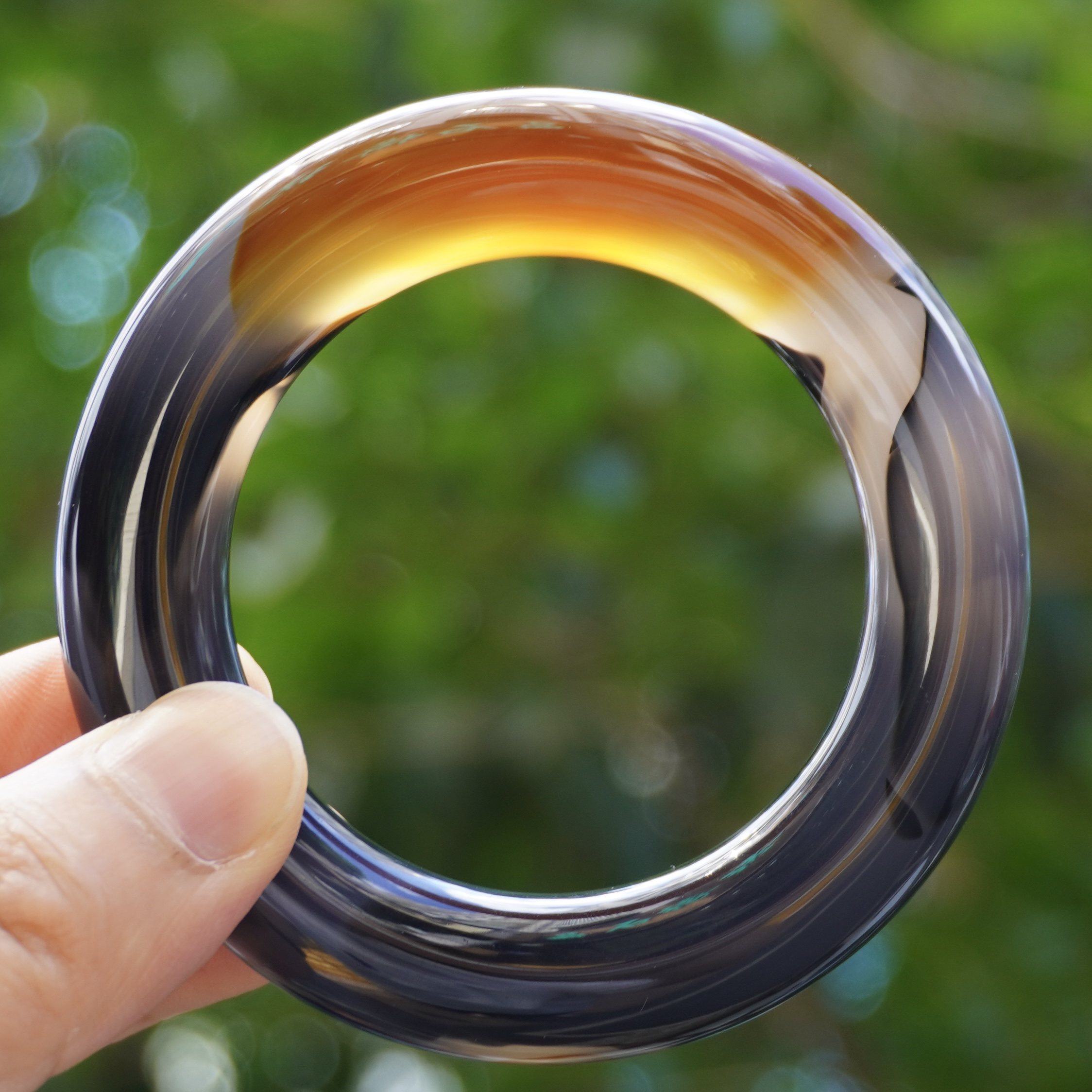 【阳琈珠宝】天然原矿俏色玛瑙手镯大胖圆甜甜圈/圈口51/编号301