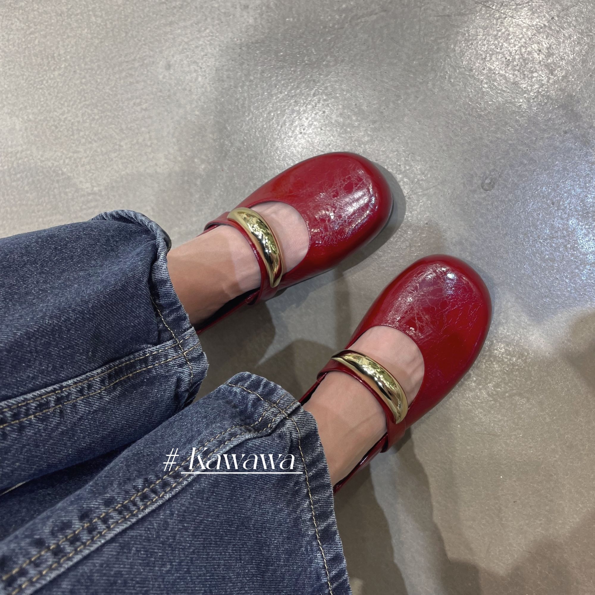 【现货】3厘米厚底手抓皱皱纹真皮圆头玛丽珍浅口单鞋