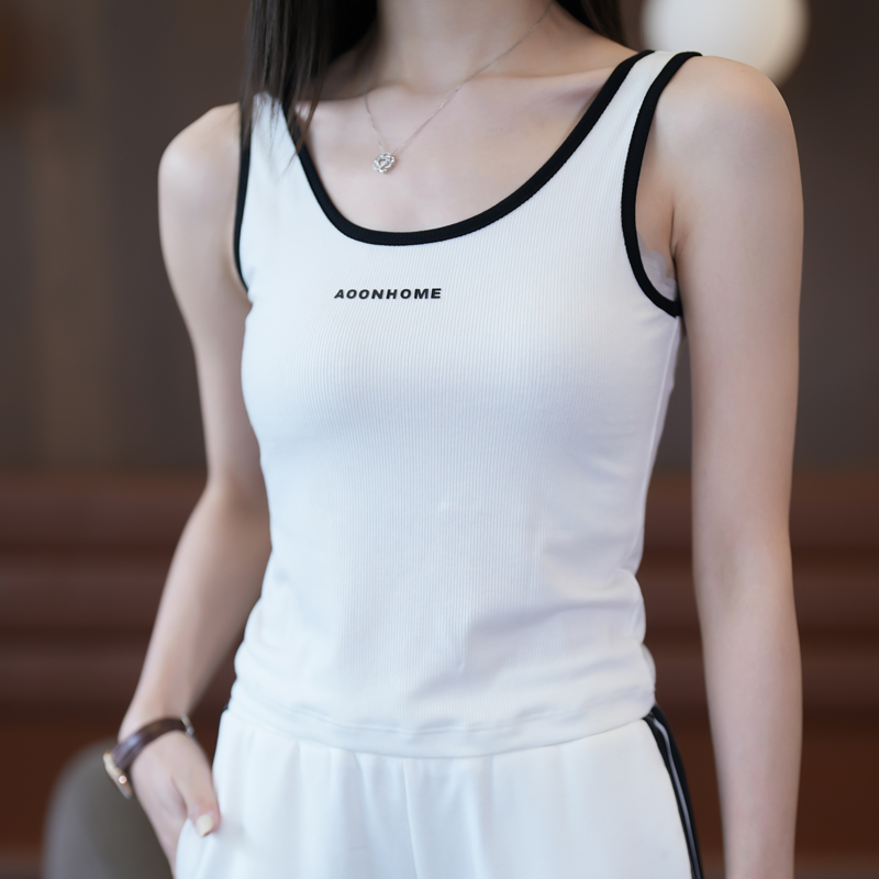 白色运动小背心U形美背2025女春夏秋内搭短款打底无袖上衣外穿潮