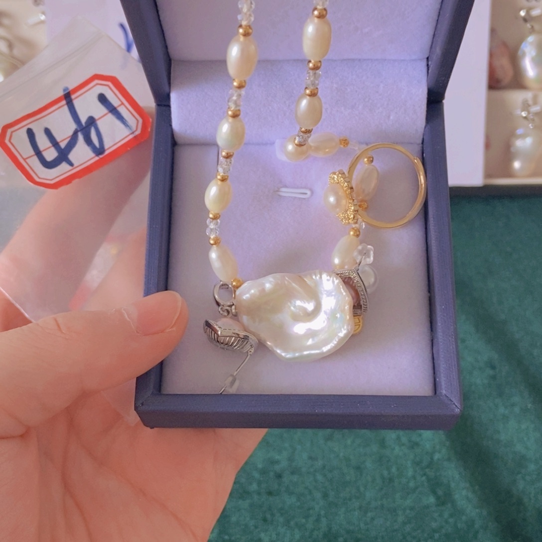 银S925镶嵌颈饰淡水珍珠