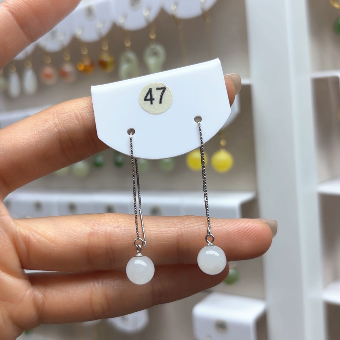 和田玉耳饰银S925镶嵌2