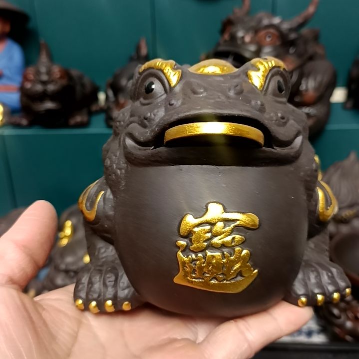 茶宠紫砂进宝灵蟾茶宠摆件