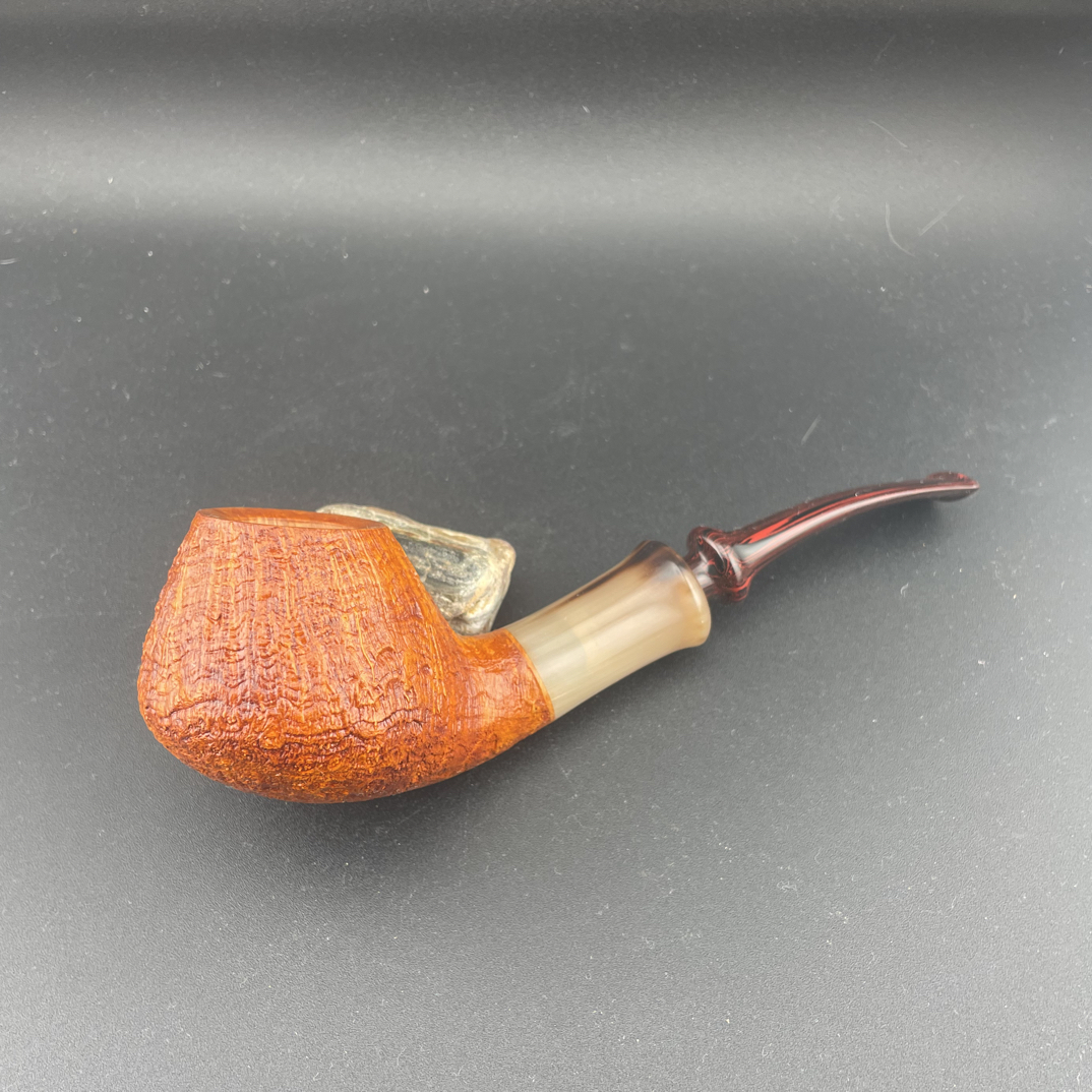 A手工喷砂自由式河豚石楠木烟斗