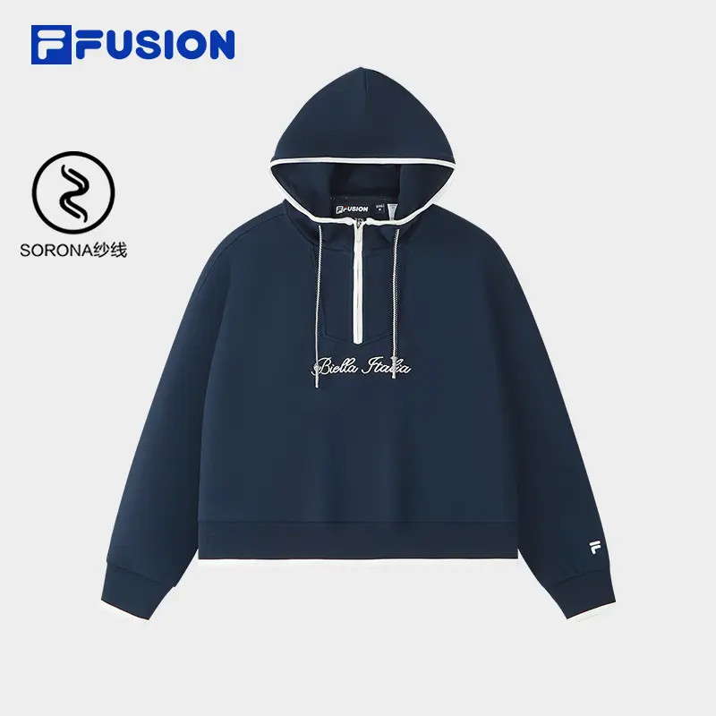 马上起飞 |FILAFUSION正品女时尚潮流春百搭针织连帽上衣