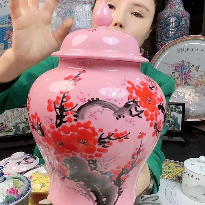 其他陶景德镇高温陶瓷将军罐红希希看画片