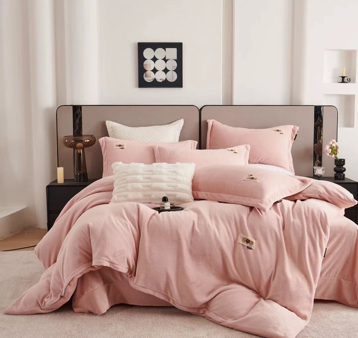 【甜莓】2025冬季新品蚕丝绒四件套商贸城2街016恒源祥店