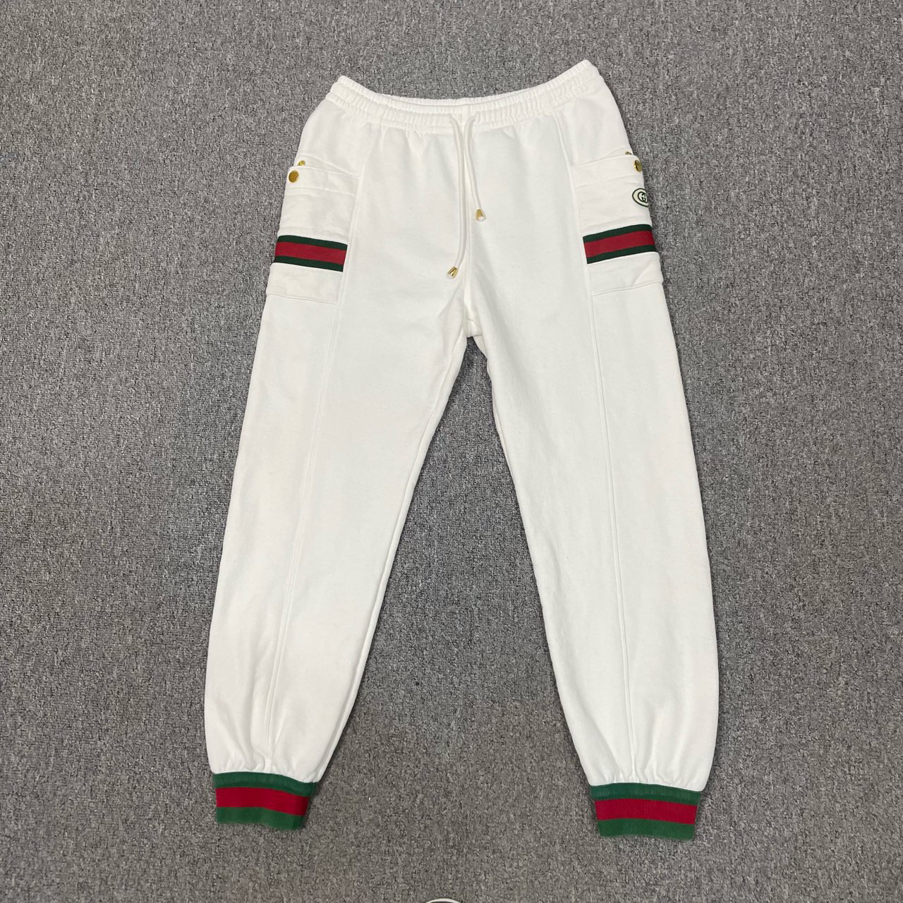 99新 GUCCI/古驰 12268639 Gucci古驰 双G标识白色运动裤 S码99新