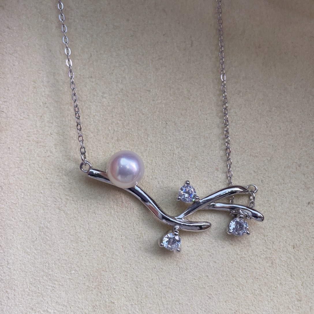 海水珍珠银S925镶嵌项链