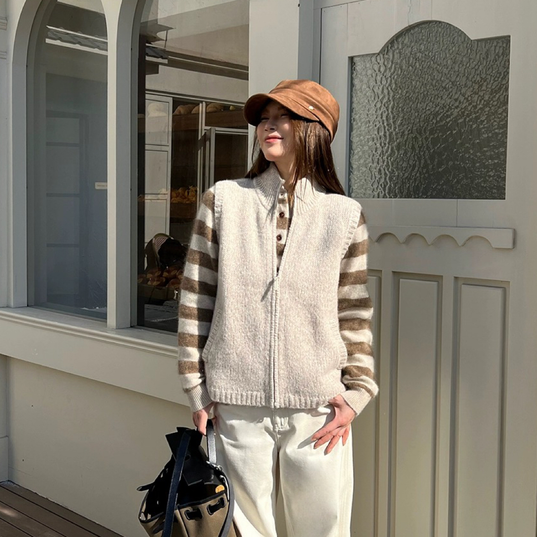 IMMI 设计师品牌 25秋冬新款丝羊绒拉链立领针织马甲SOLSOL买手店