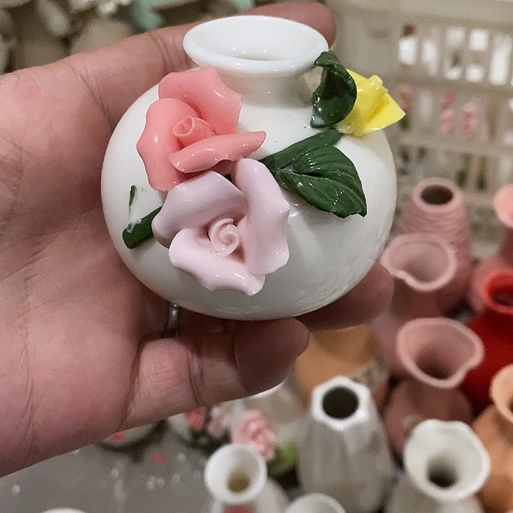 瓷片纯手工陶瓷花摆件瑕