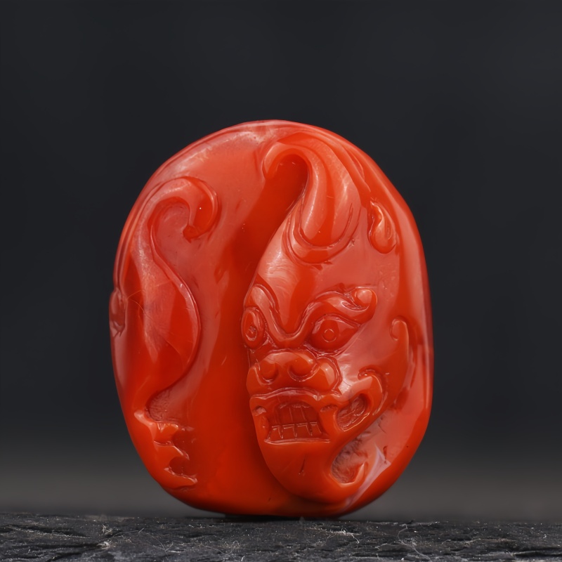天然南红柿子红吊坠挂坠雕刻件貔貅牌子瓦西料精雕巧雕