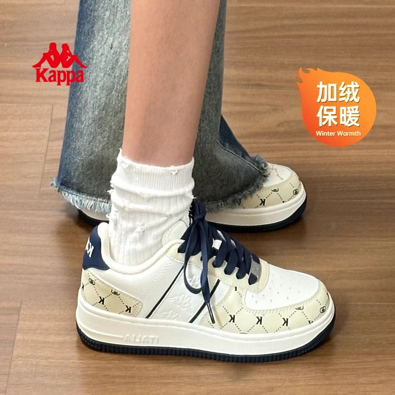 Kappa卡帕板鞋女鞋秋冬季加绒保暖潮鞋子休闲小白鞋子K0E45CC06CJ