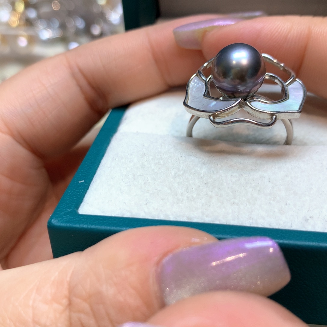 海水珍珠戒指银S925镶嵌