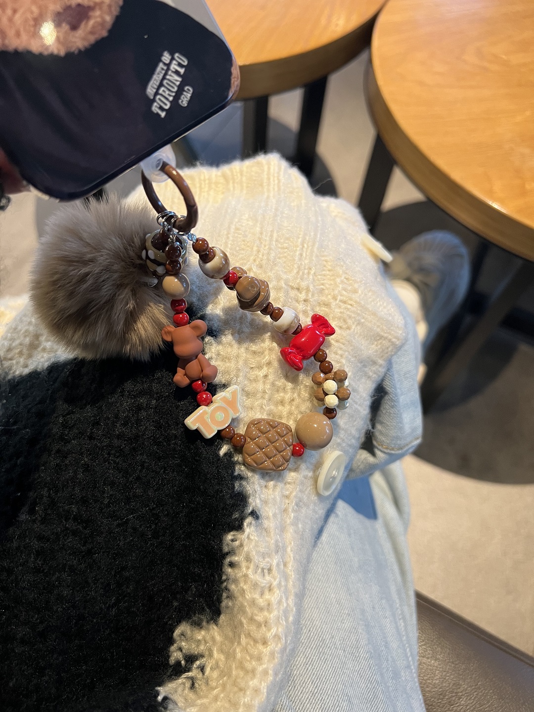 棕毛球潮玩手机壳挂件DIY饰品挂饰创意个性ins手机链